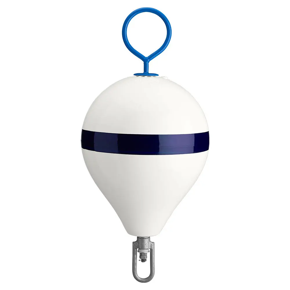 Polyform 13.5" Cm Mooring Buoy W/Galvanized Iron - White Blue Stripe [Cm-2 Wht W/Str] 1