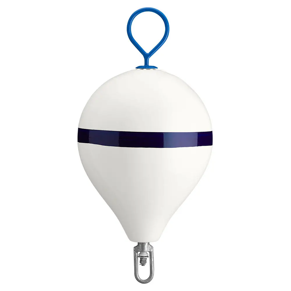 Polyform 17" Cm Mooring Buoy W/Galvanized Iron - White Blue Stripe [Cm-3 White W/Strip] 1