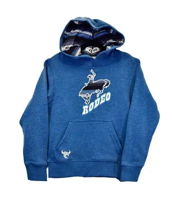 Cowboy Hardware Boys Rodeo Bronc Slate Blue Fleece Hoody 1