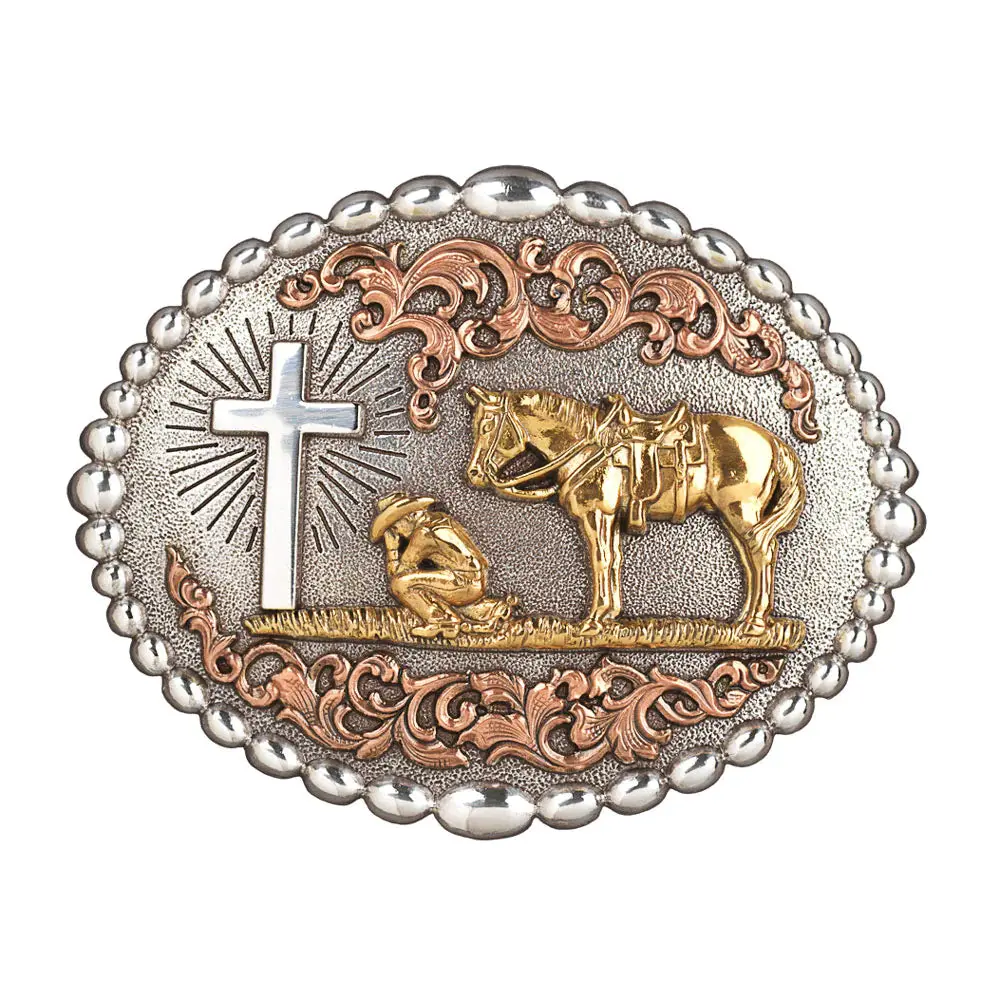 Nocona Men's Cowboy Prayer Oval Belt Buckle 1