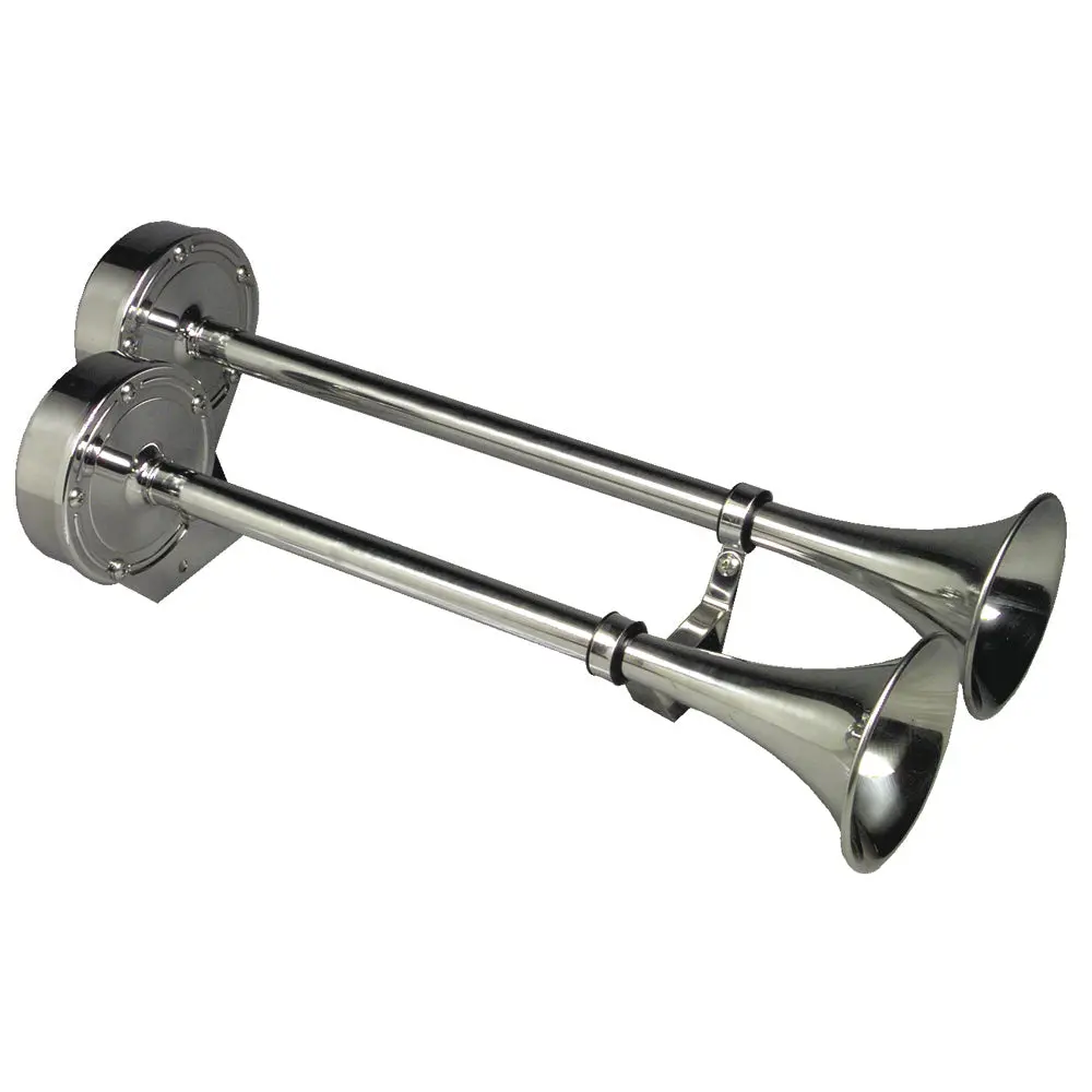 Schmitt Marine Deluxe All-Stainless Dual Trumpet Horn - 12V [10028] 1