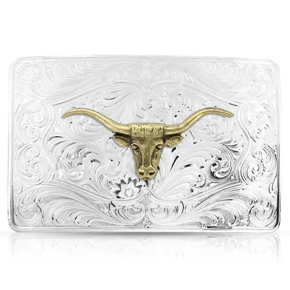 Montana Silversmith Iconic Western Longhorn Silver Belt Buckle 1