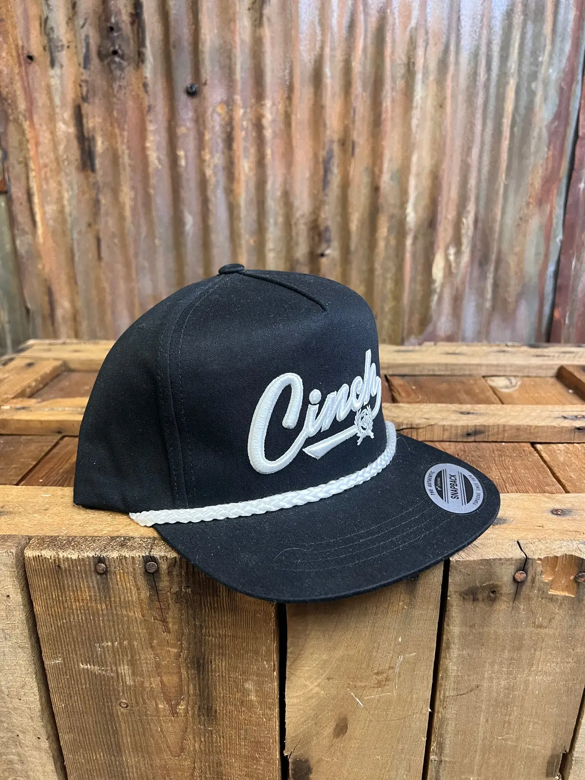 Cinch Black Embroidered Logo Rope Cap 1