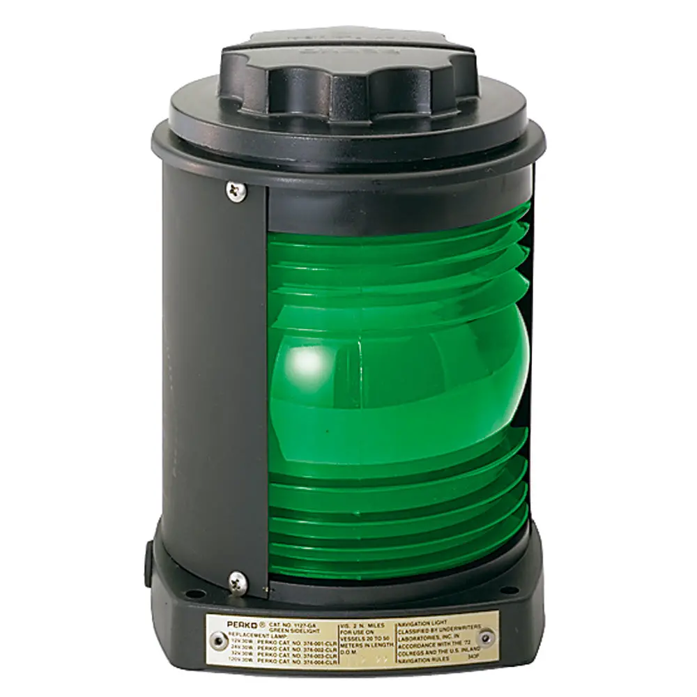 Perko Side Light - Black Plastic, Green Lens [1127Ga0blk] 1