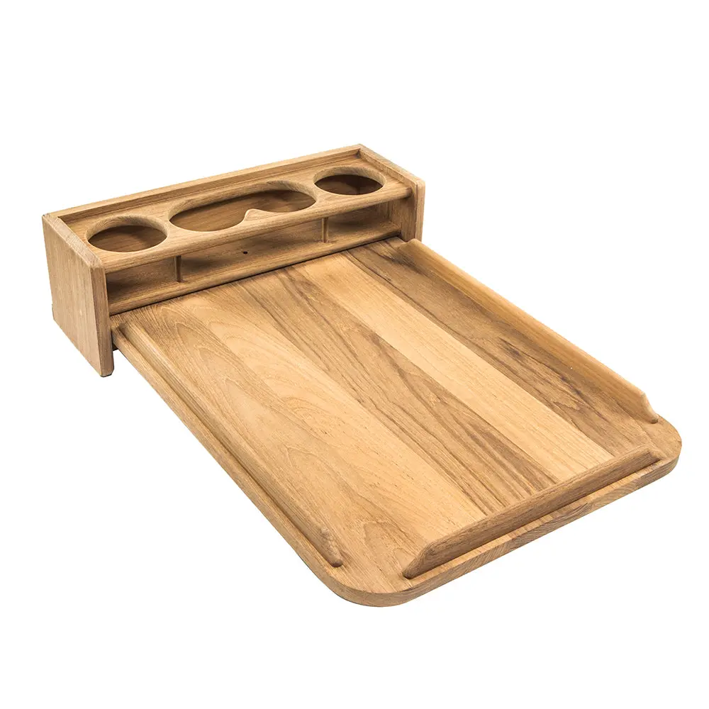 Whitecap Teak Drinkholder W/Removable Cockpit Table Top - Holds 4 Glasses [61394C] 1