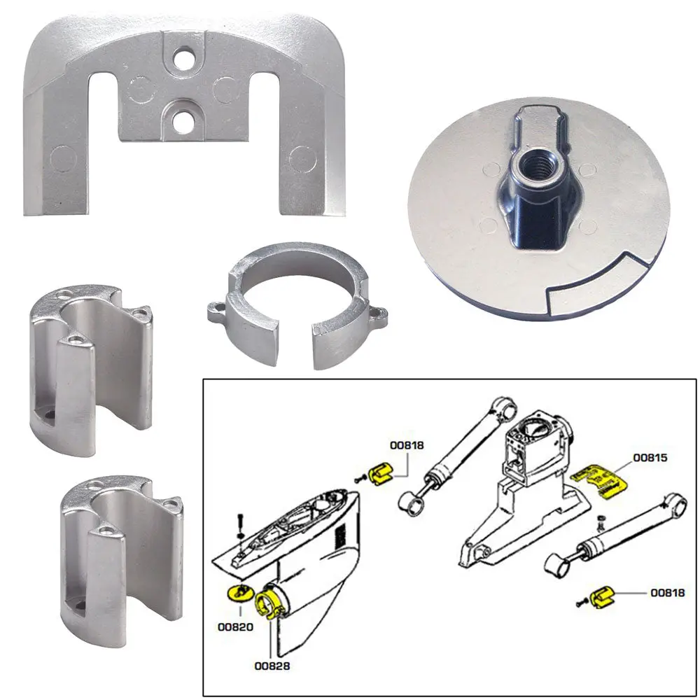 Tecnoseal Anode Kit W/Hardware - Mercury Bravo 1 - Zinc [20803] 1