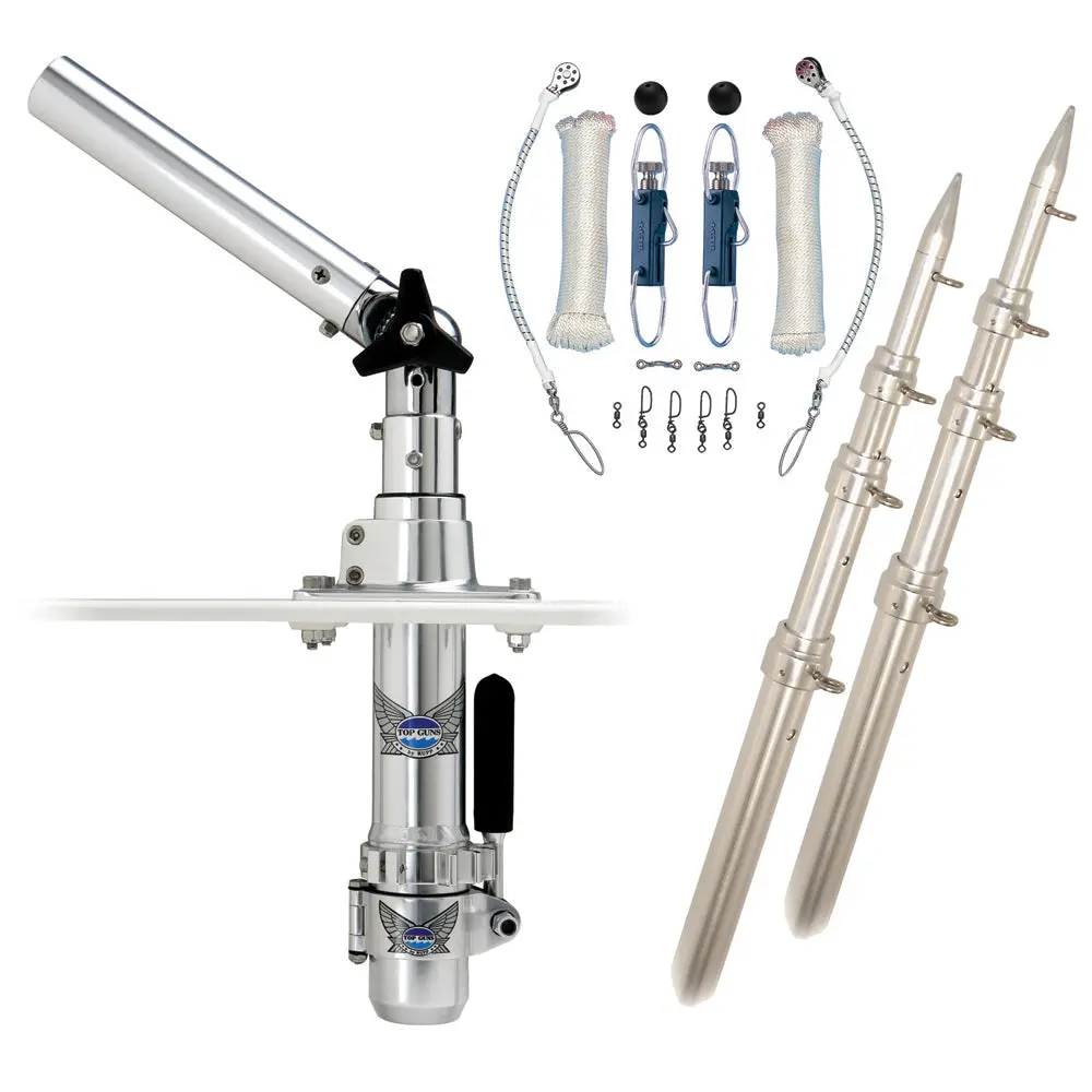Rupp Classic Top Gun Outrigger Kit W/18' Poles & Complete Single Line Rigging Kit W/Klickers Release Clips [Rad-Tpgn-18T] 1