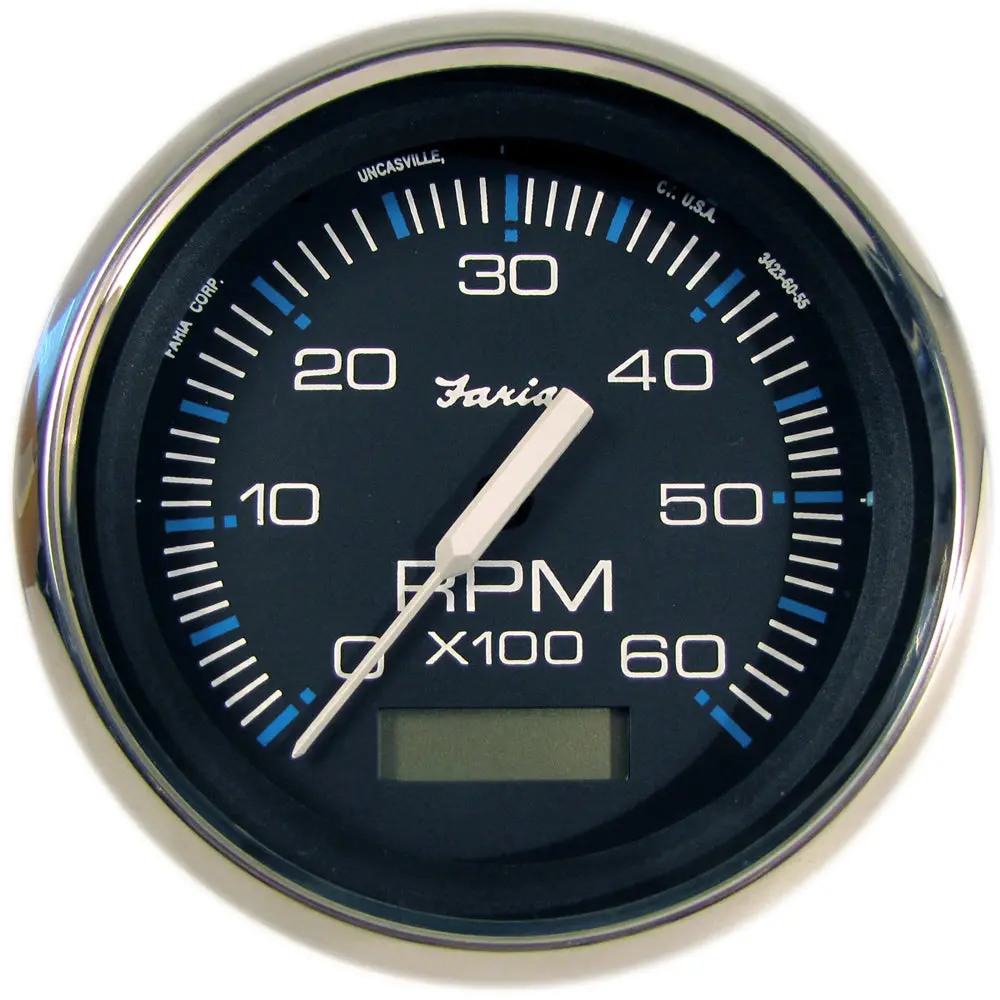 Faria Chesapeake Black 4" Tachometer W/Hourmeter - 6000 Rpm (Gas) (Inboard) [33732] 1