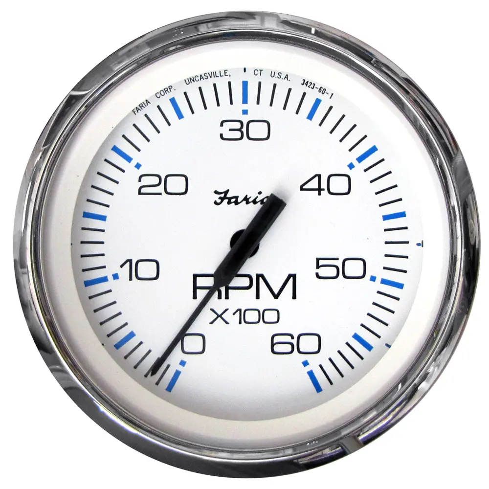 Faria Chesapeake White Ss 4" Tachometer - 6000 Rpm (Gas) (Inboard  I/O) [33807] 1
