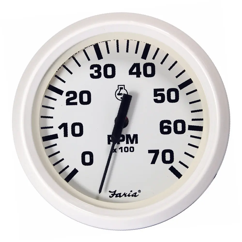 Faria Dress White 4" Tachometer - 7000 Rpm (Gas) (All Outboards) [33104] 1