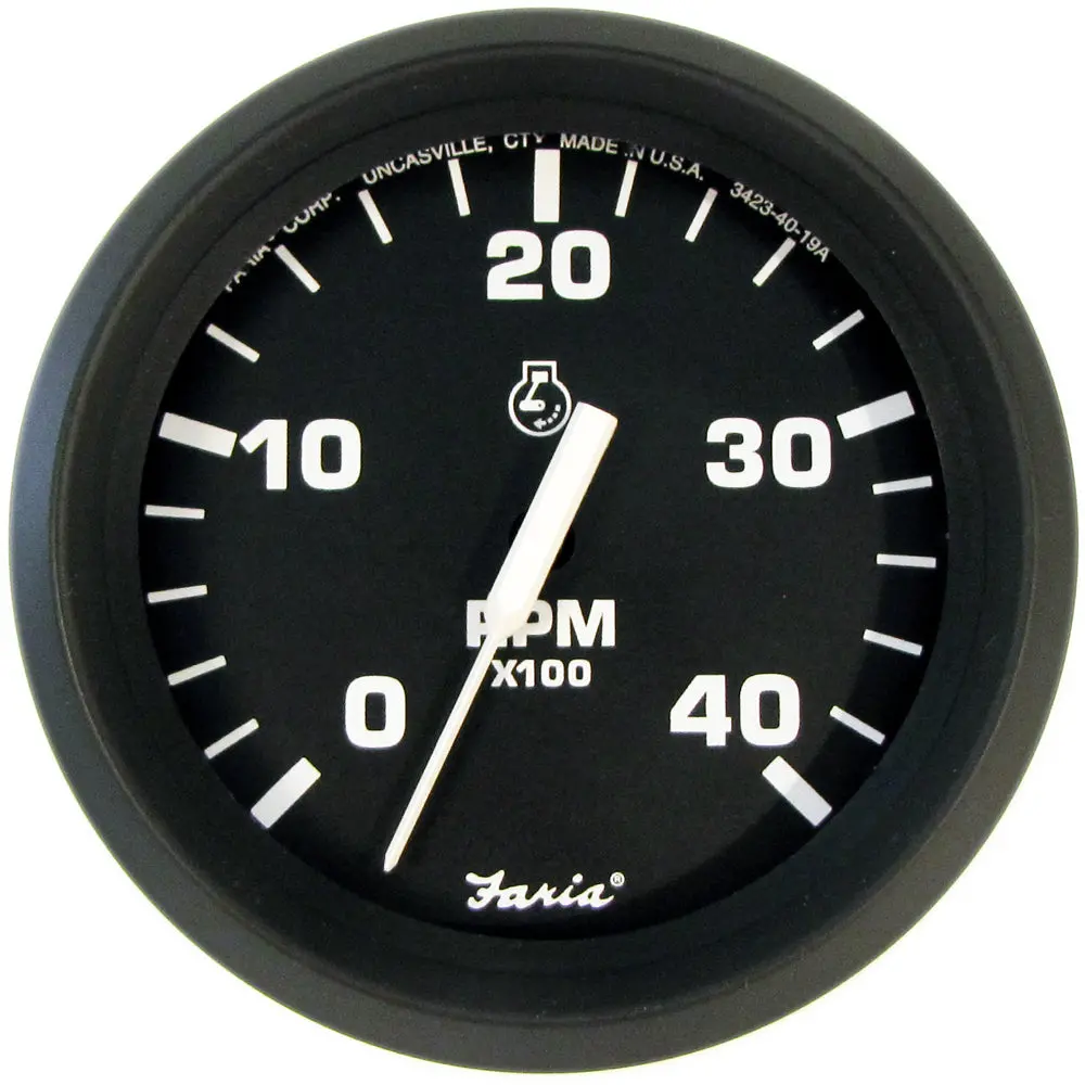 Faria Euro Black 4" Tachometer - 4000 Rpm (Diesel) (Mechanical Takeoff) [32842] 1