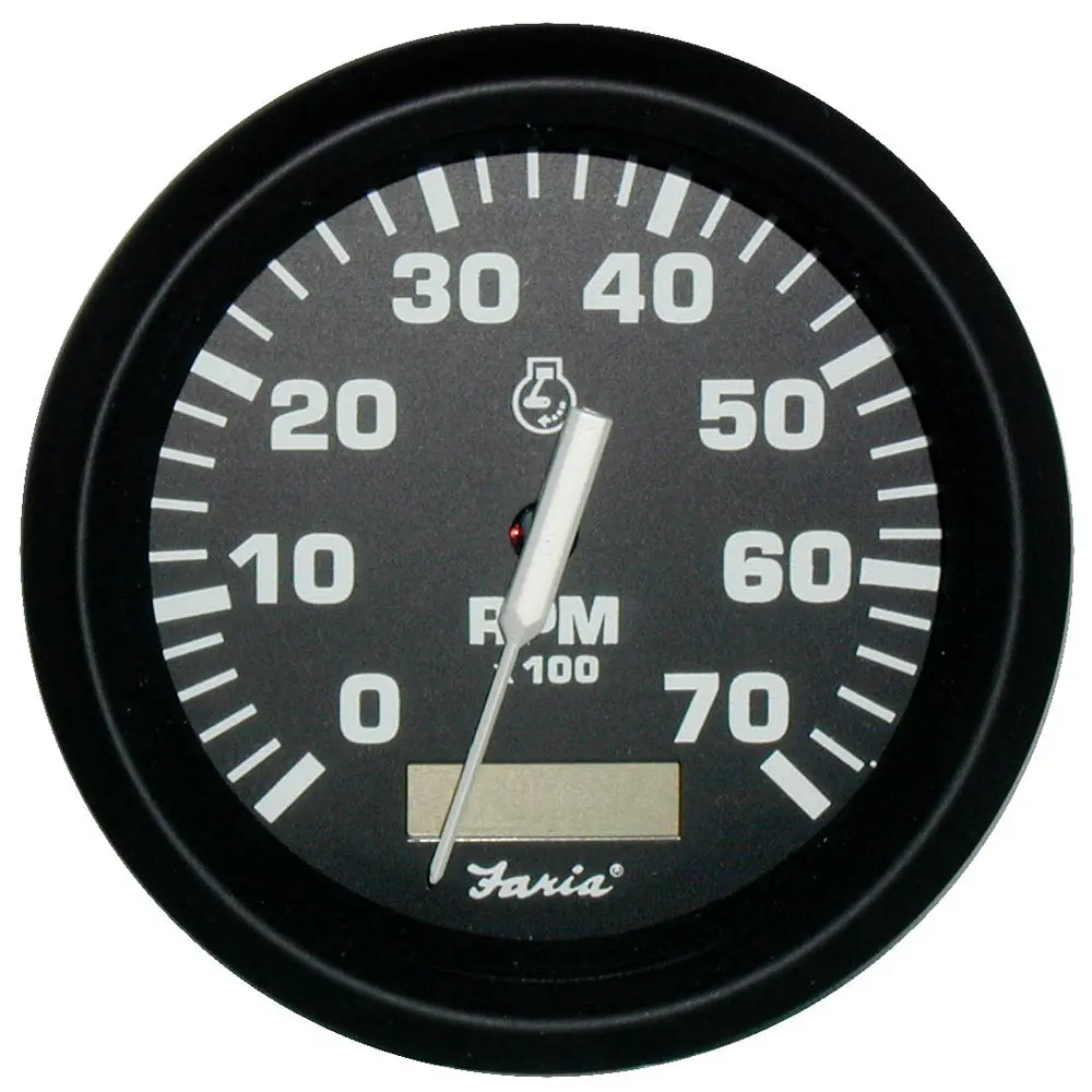Faria Euro Black 4" Tachometer W/Hourmeter - 7,000 Rpm (Gas - Outboard) [32840] 1