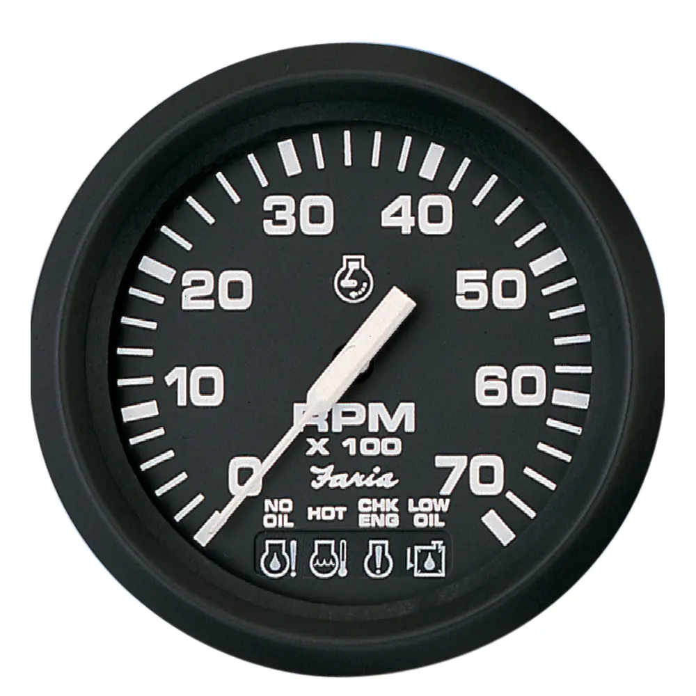 Faria Euro Black 4" Tachometer W/Systemcheck 7000 Rpm (Gas) F/ Johnson / Evinrude Outboard) [32850] 1