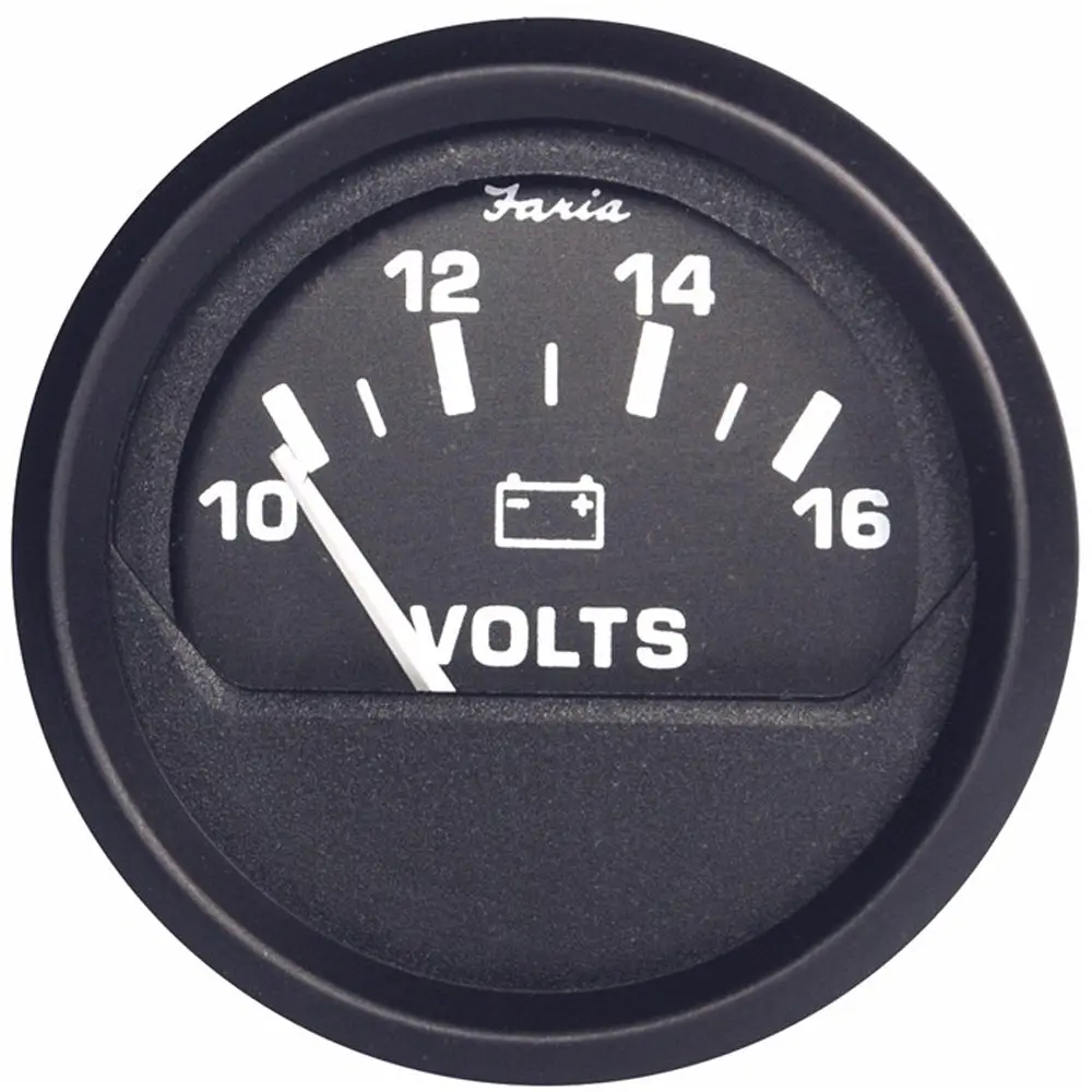 Faria Euro Black 2" Voltmeter (10-16 V) [12821] 1