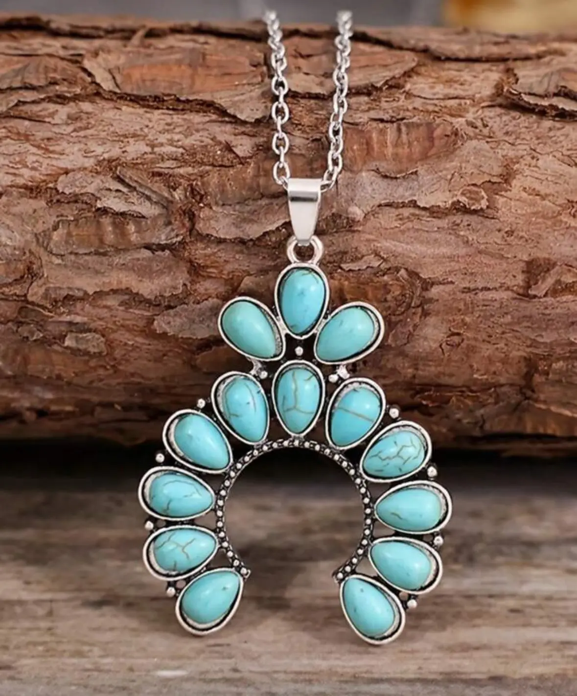 Turquoise Squash Blossom Chain Necklace 1