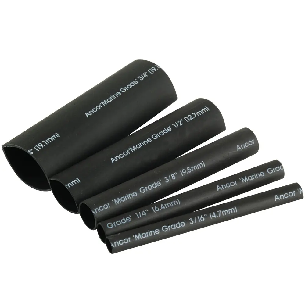 Ancor Adhesive Lined Heat Shrink Tubing Kit - 8-Pack, 3", 20 To 2/0 Awg, Black [301503] 1