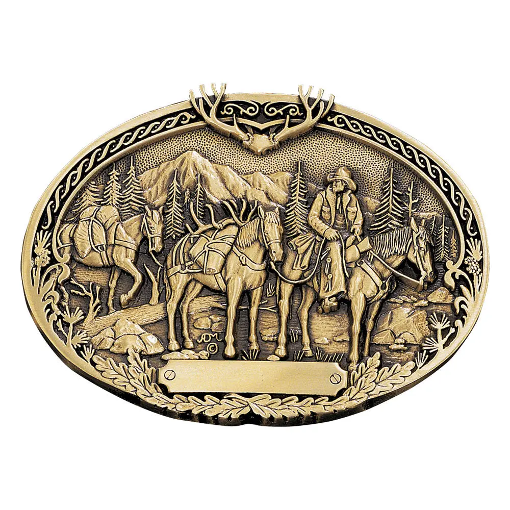 Montana Silversmiths Pack Horses And Rider Brass Heritage Attitude Belt Buckle 1