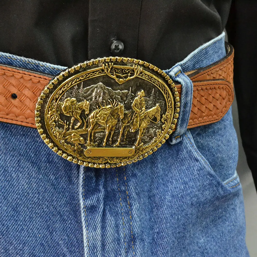 Montana Silversmiths Pack Horses And Rider Two Tone Attitude Belt Buckle 1