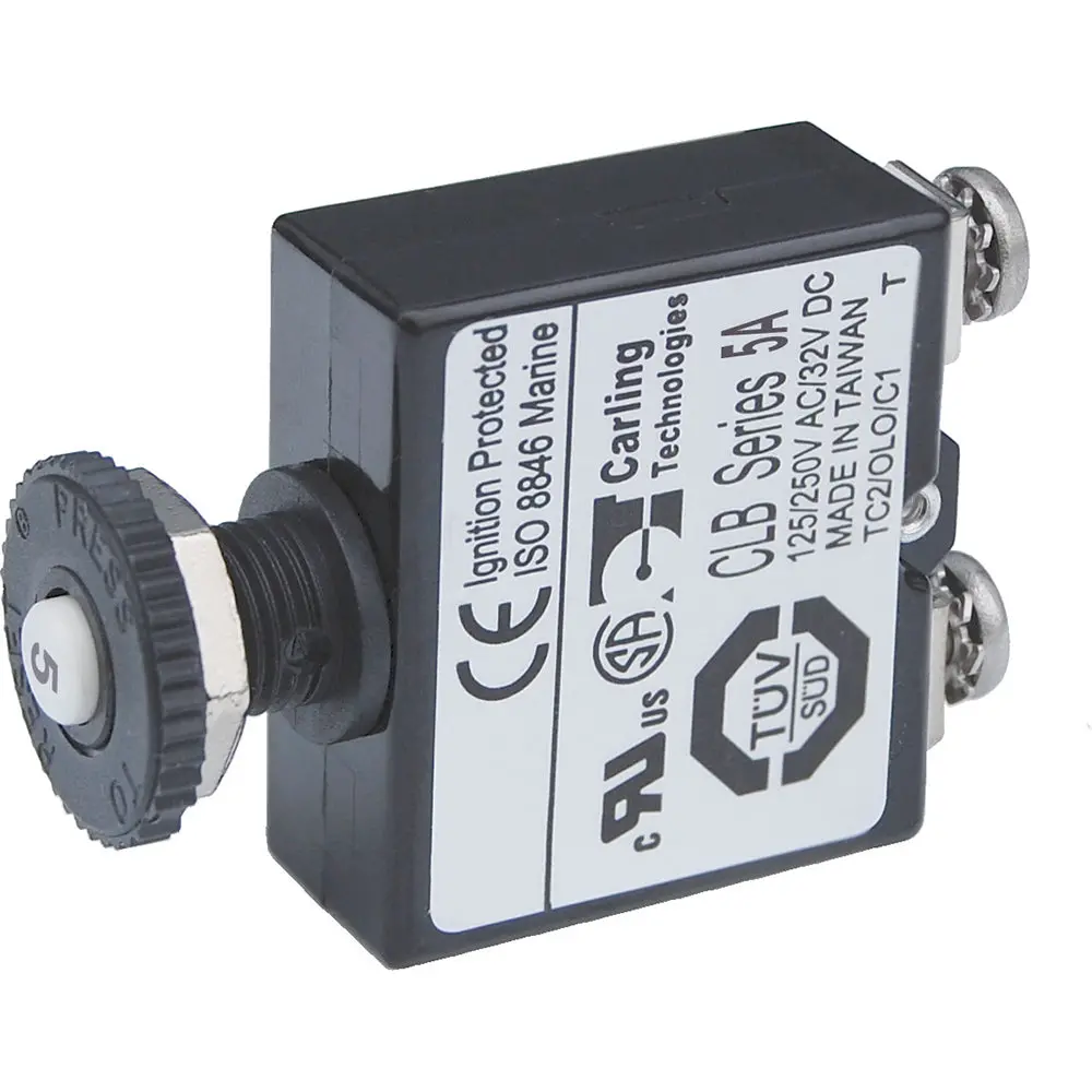Blue Sea Push Button Reset Only Screw Terminal Circuit Breaker - 5 Amps [2130] 1