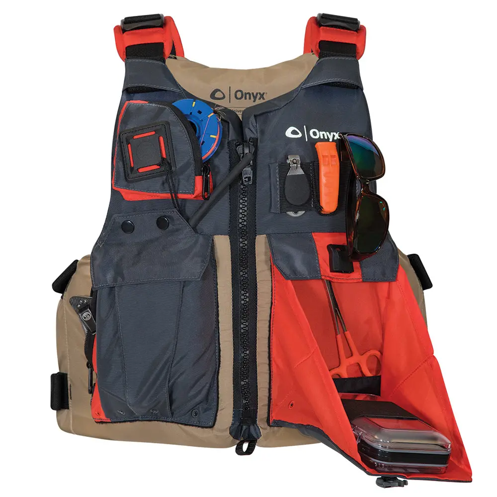 Onyx Kayak Fishing Vest - Adult Universal - Tan/Grey [121700-706-004-17] 1