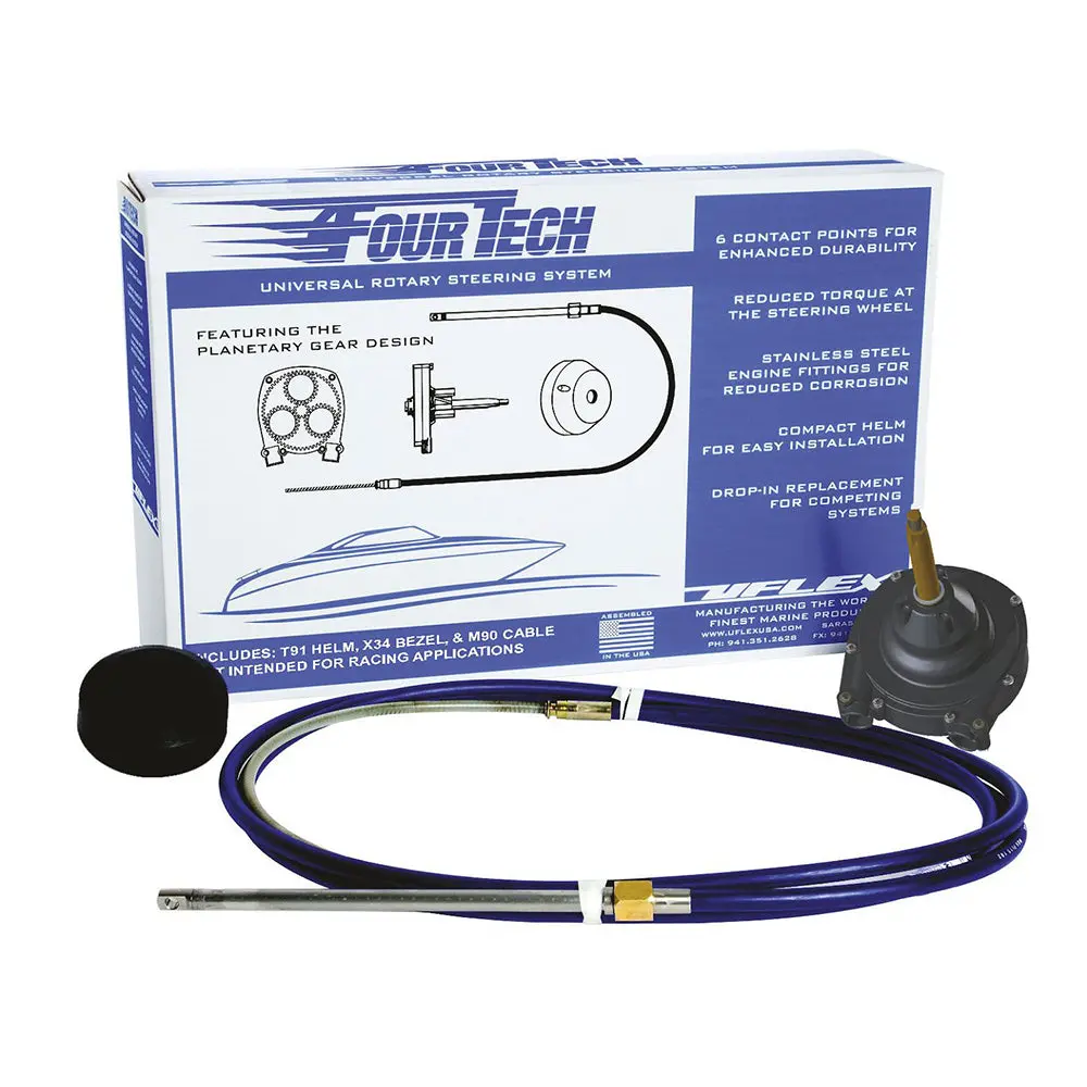 Uflex Fourtech 13' Mach Rotary Steering System W/Helm, Bezel & Cable [Fourtech13] 1