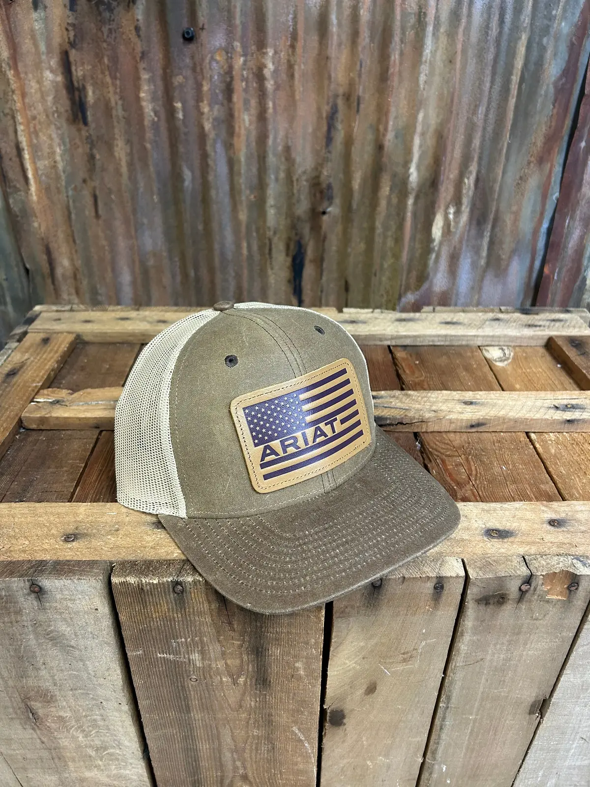 Ariat Leather Flag Patch Hat 1
