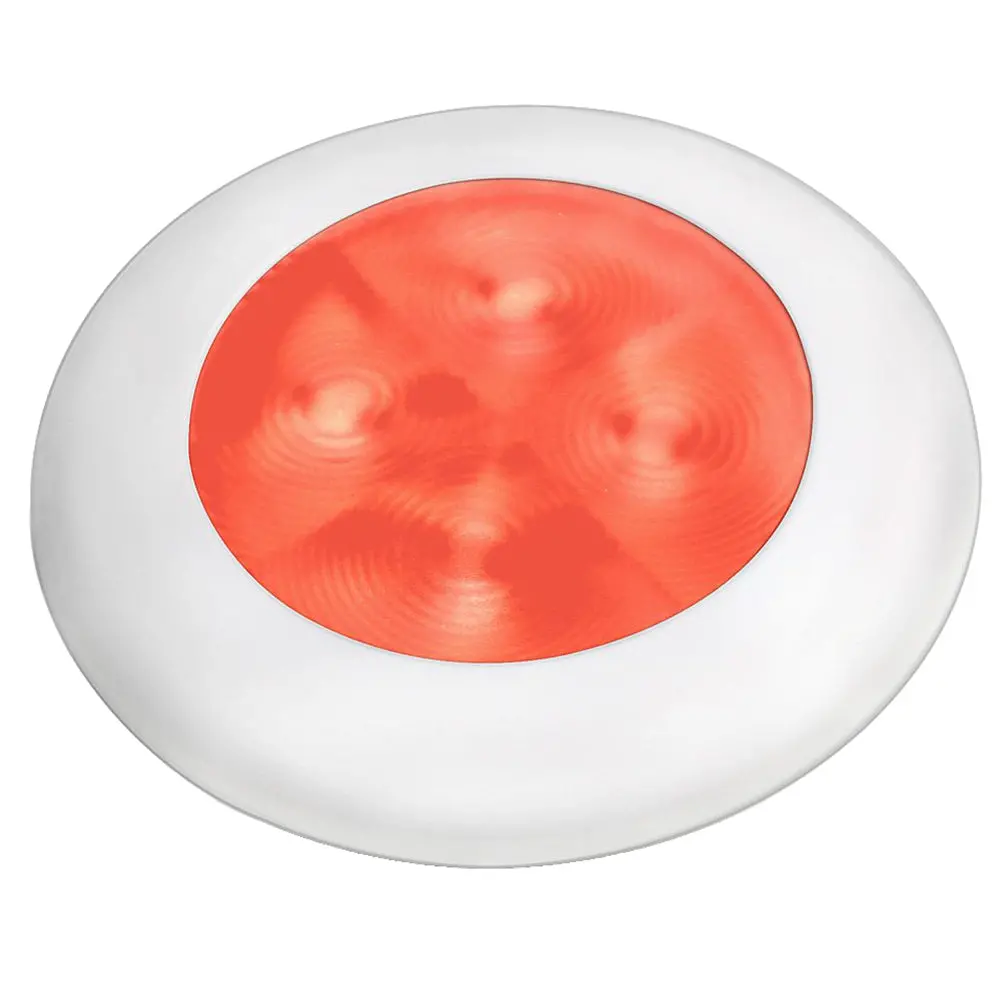 Hella Marine Slim Line Led 'Enhanced Brightness' Round Courtesy Lamp - Red Led - White Plastic Bezel - 12V [980507241] 1