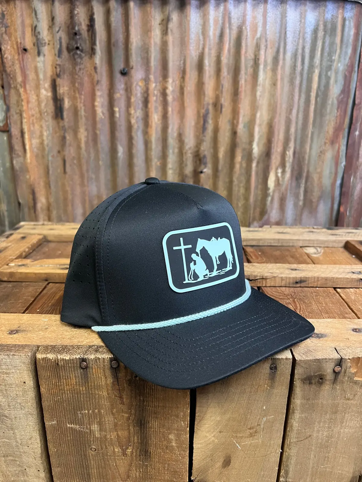 Dally Up Solid Black Praying Cowboy Ballcap 1