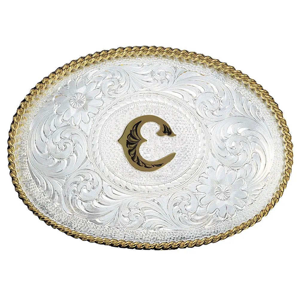 Montana Silversmiths Initial C Silver Engraved Gold Buckle 1