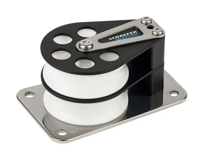 Schaefer Flat Base 2 3/8" Double Sheave Aluminum Cheek 1