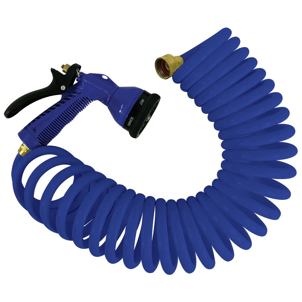 Whitecap 50 Blue Coiled Hose W/Adjustable Nozzle [P-0442B] 1