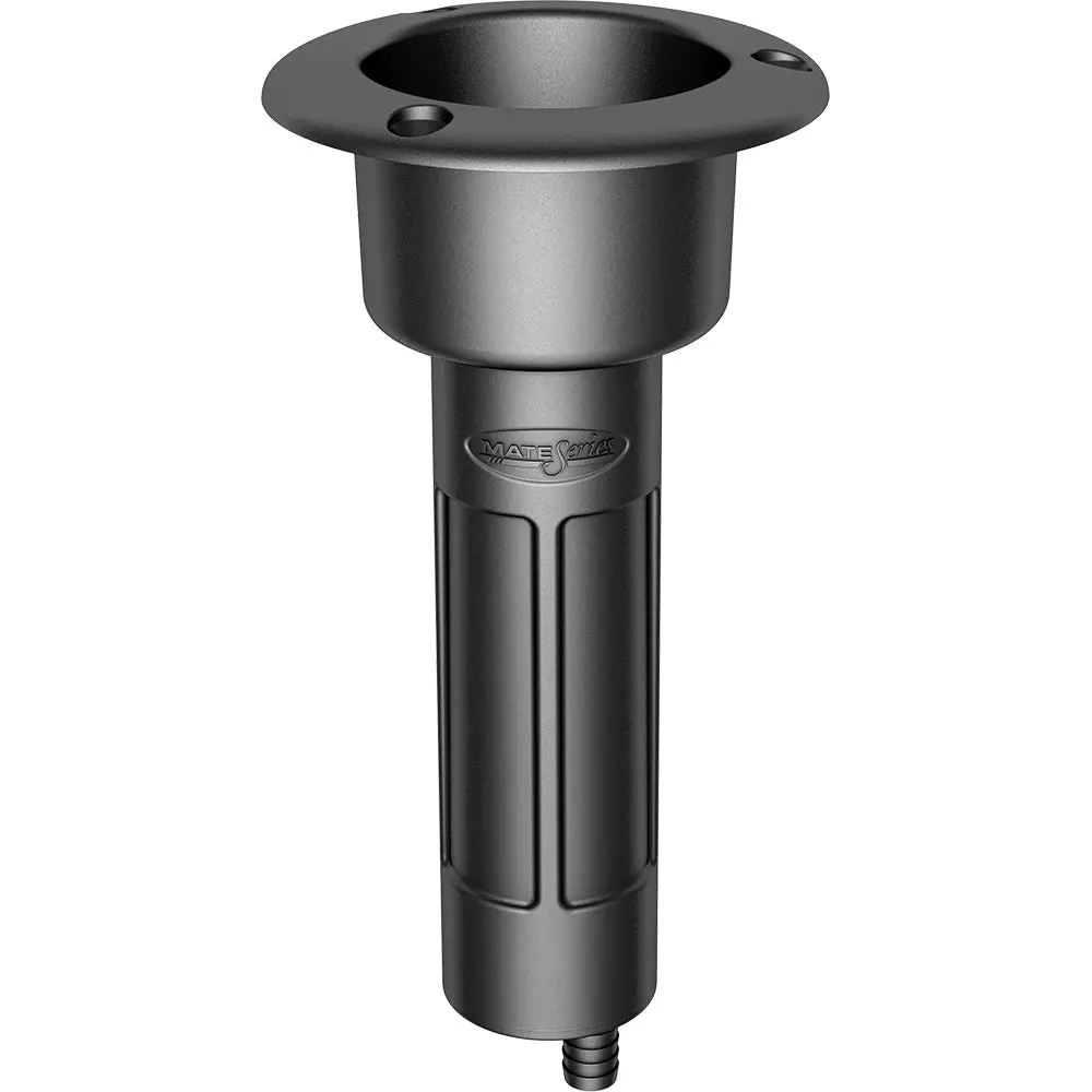 Mate Series Plastic 0 Rod  Cup Holder - Drain - Round Top - Black [P1000db] 1