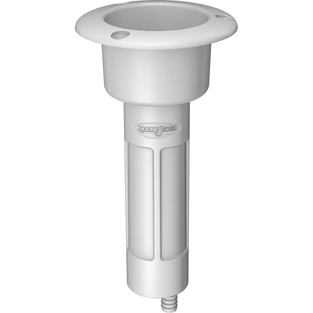 Mate Series Plastic 0 Rod  Cup Holder - Drain - Round Top - White [P1000dw] 1