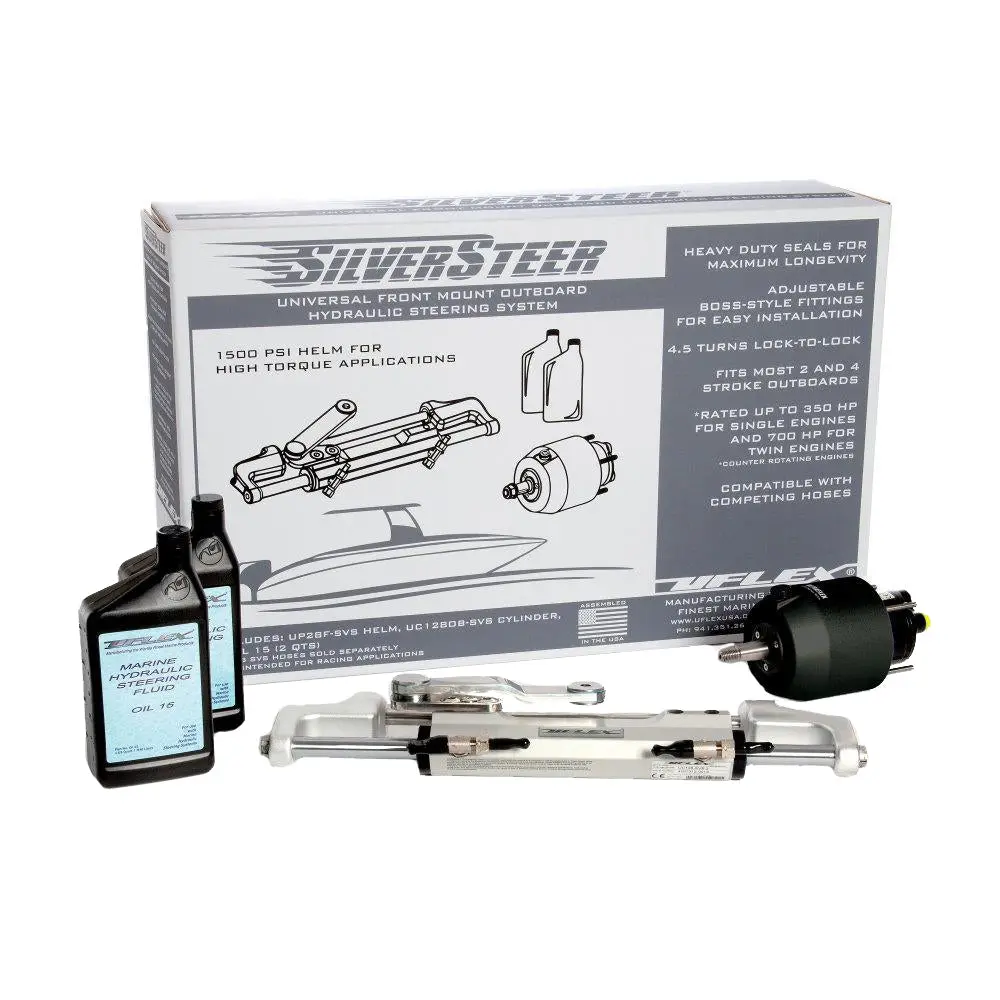 Uflex Silversteer Universal Front Mount Outboard Hydraulic Steering System W/ Uc128-Svs-1 Cylinder [Silversteer1.0B] 1