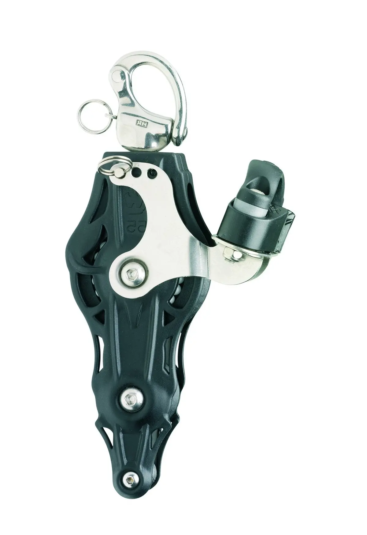 Wichard 2 11/64" (55Mm) Ball Bearing Fiddle Block W/ Swiveling Snap Shackle, Becket & Cam Cleat 1