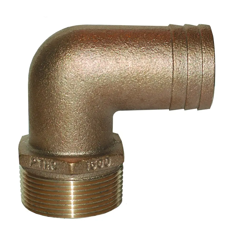 Groco 1-1/4" Npt X 1-1/8" Id Bronze 90 Degree Pipe To Hose Fitting Standard Flow Elbow [Pthc-1125] 1