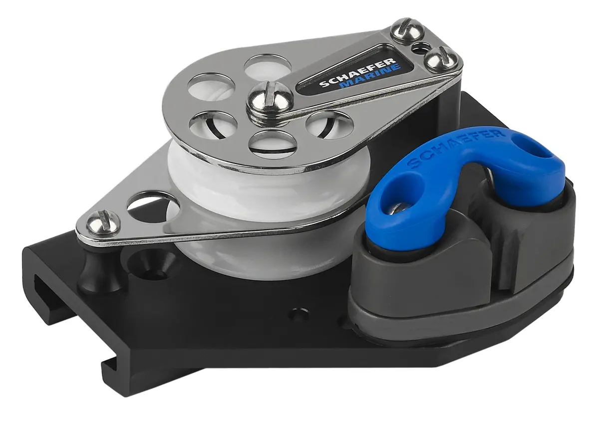 Schaefer 1 1/2" T-Track Control Block Double Sheave / Cam / Starboard 1