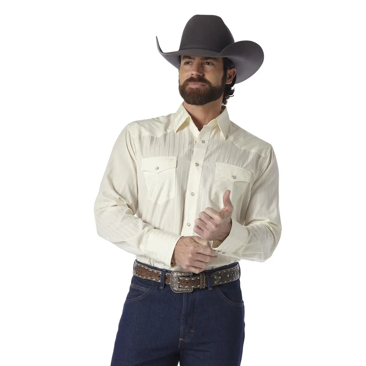 Wrangler Tan Sports Western Snap Long Sleeve 1