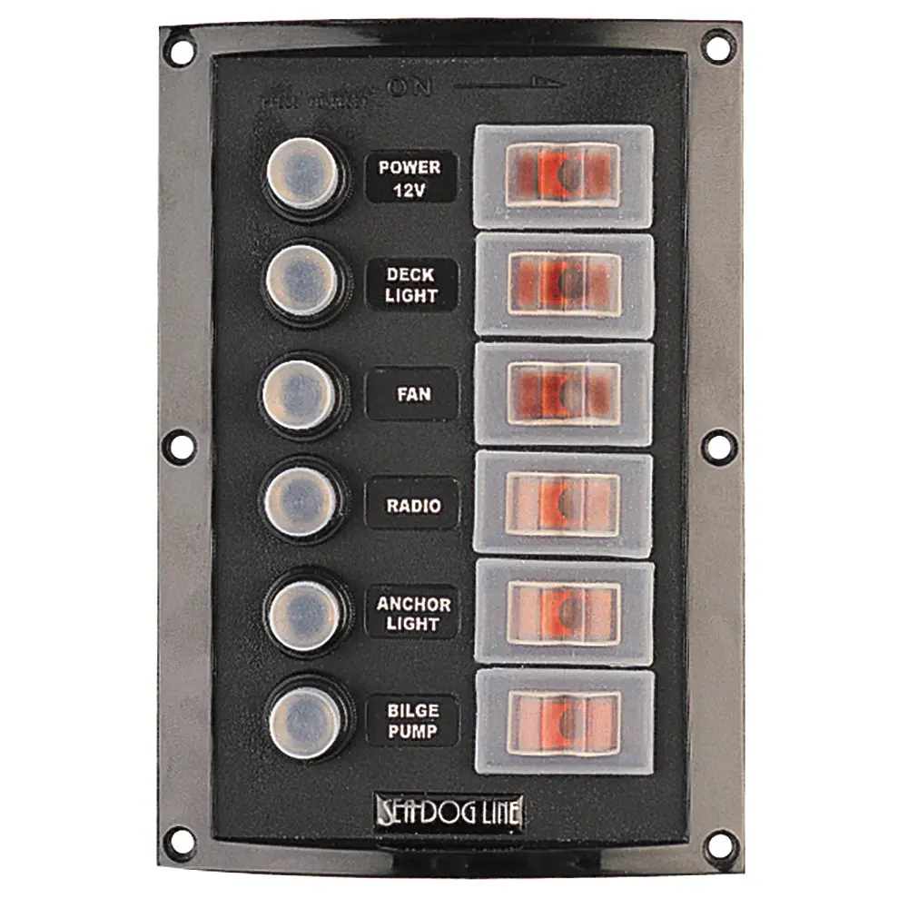 Sea-Dog Splash Guard Circuit Breaker Panel - 6 Circuit [424806-1] 1