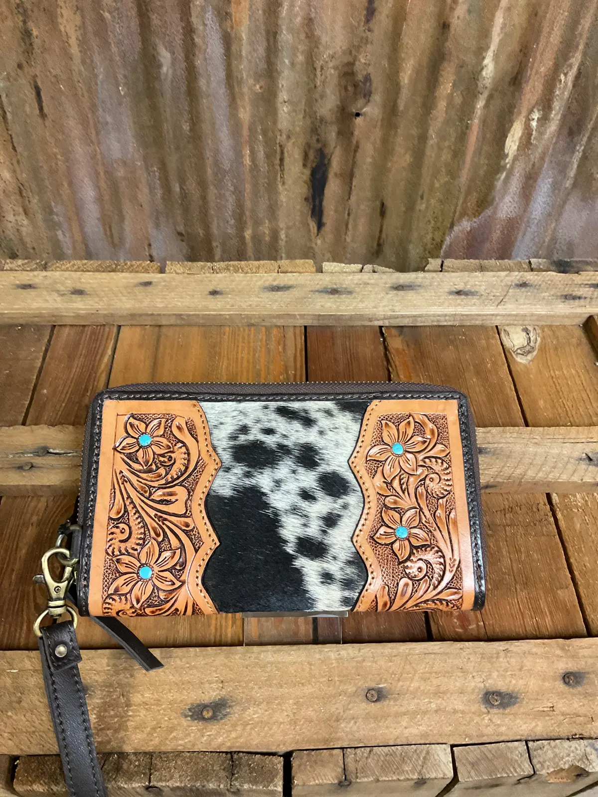 Challenger Clutch Hair On Turquoise Stone 1