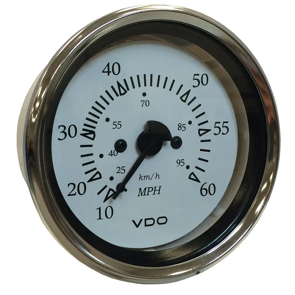Vdo Cockpit Marine 85Mm (3-3/8") Pitot Speedometer - 0 To 60 Mph - White Dial/Chrome Bezel [260-15270] 1