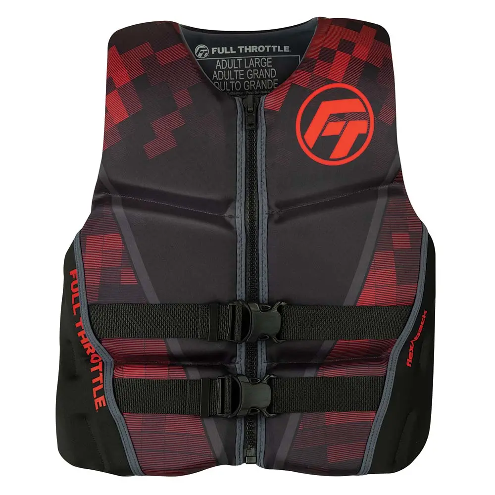 Full Throttle Mens Rapid-Dry Flex-Back Life Jacket - M - Black/Red [142500-100-030-22] 1