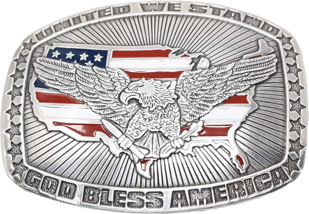 M&F Western United We Stand American Flag Western Belt Buckle 1