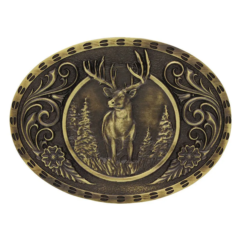 Montana Silversmiths Heritage Outdoor Series Wild Stag Carved Buckle 1