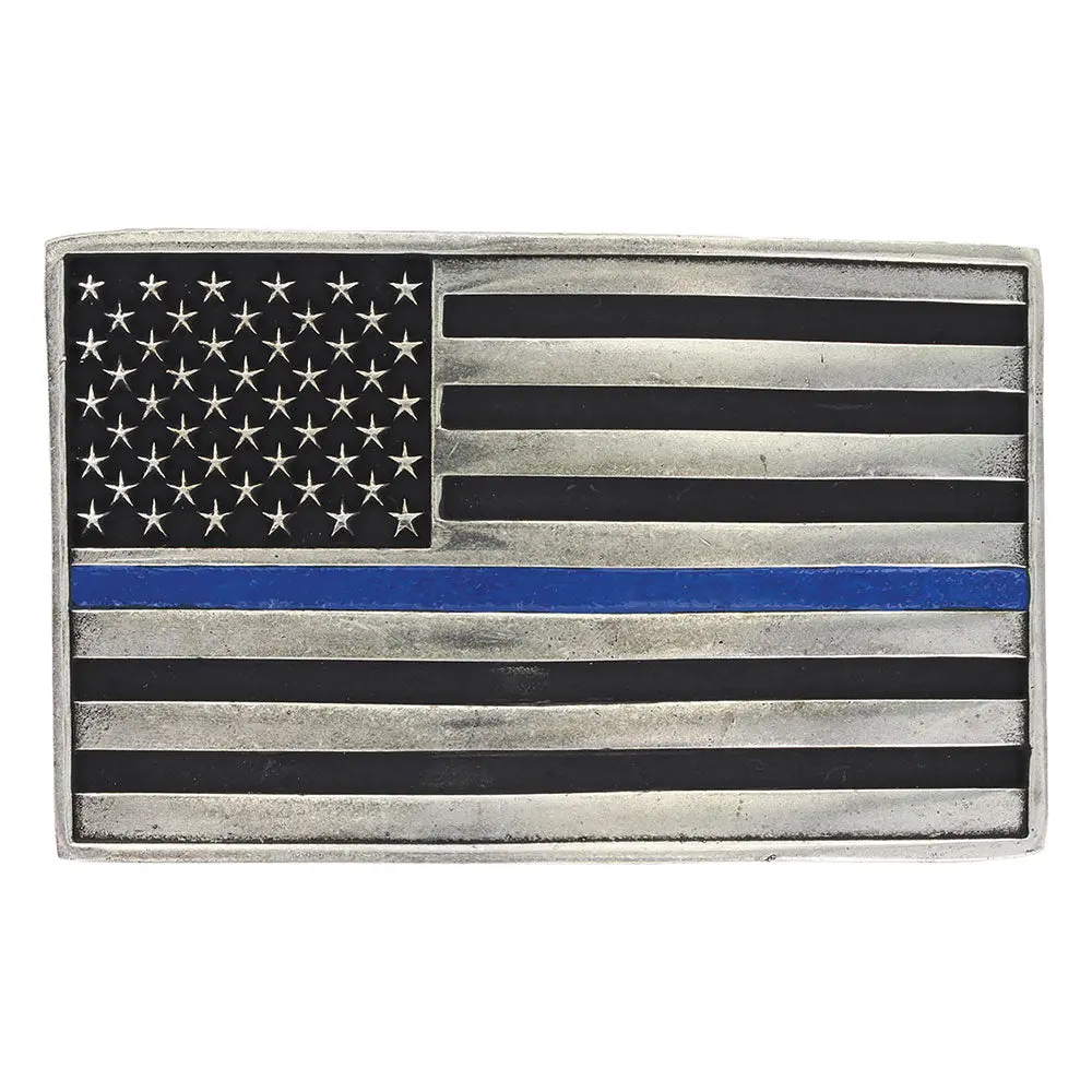 Montana Silversmith Stand Behind The Blue Line Flag Attitude Buckle 1