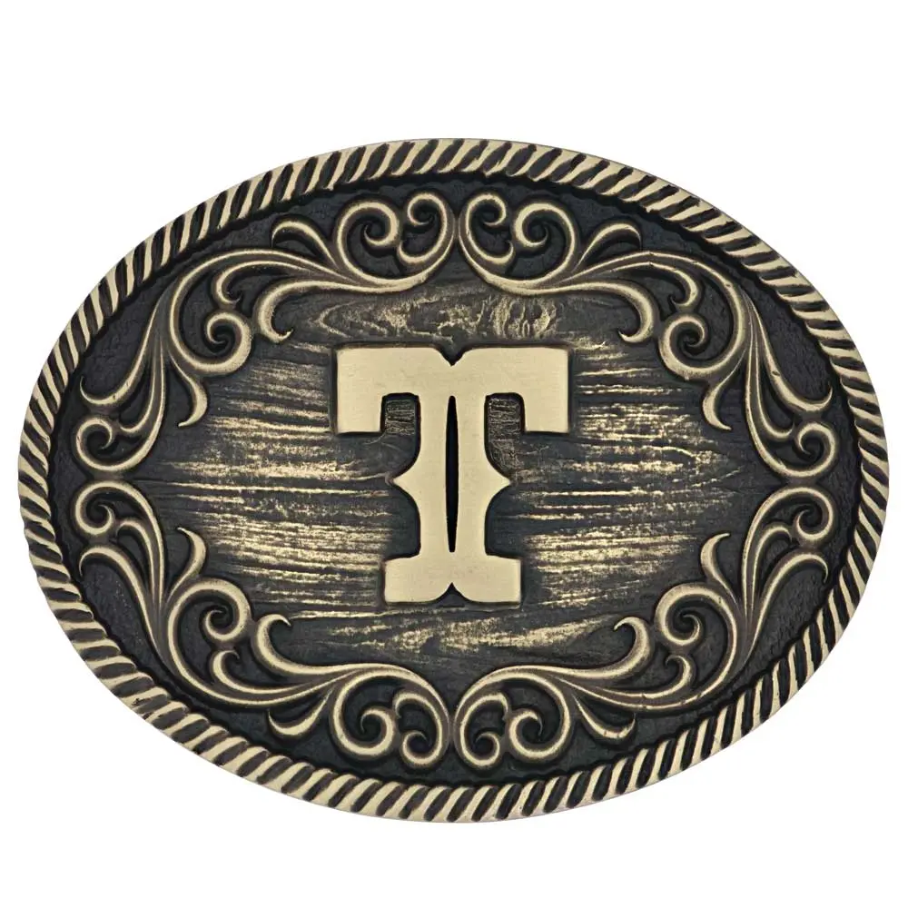 Montana Silversmiths T Initial Belt Attitude Buckle 1