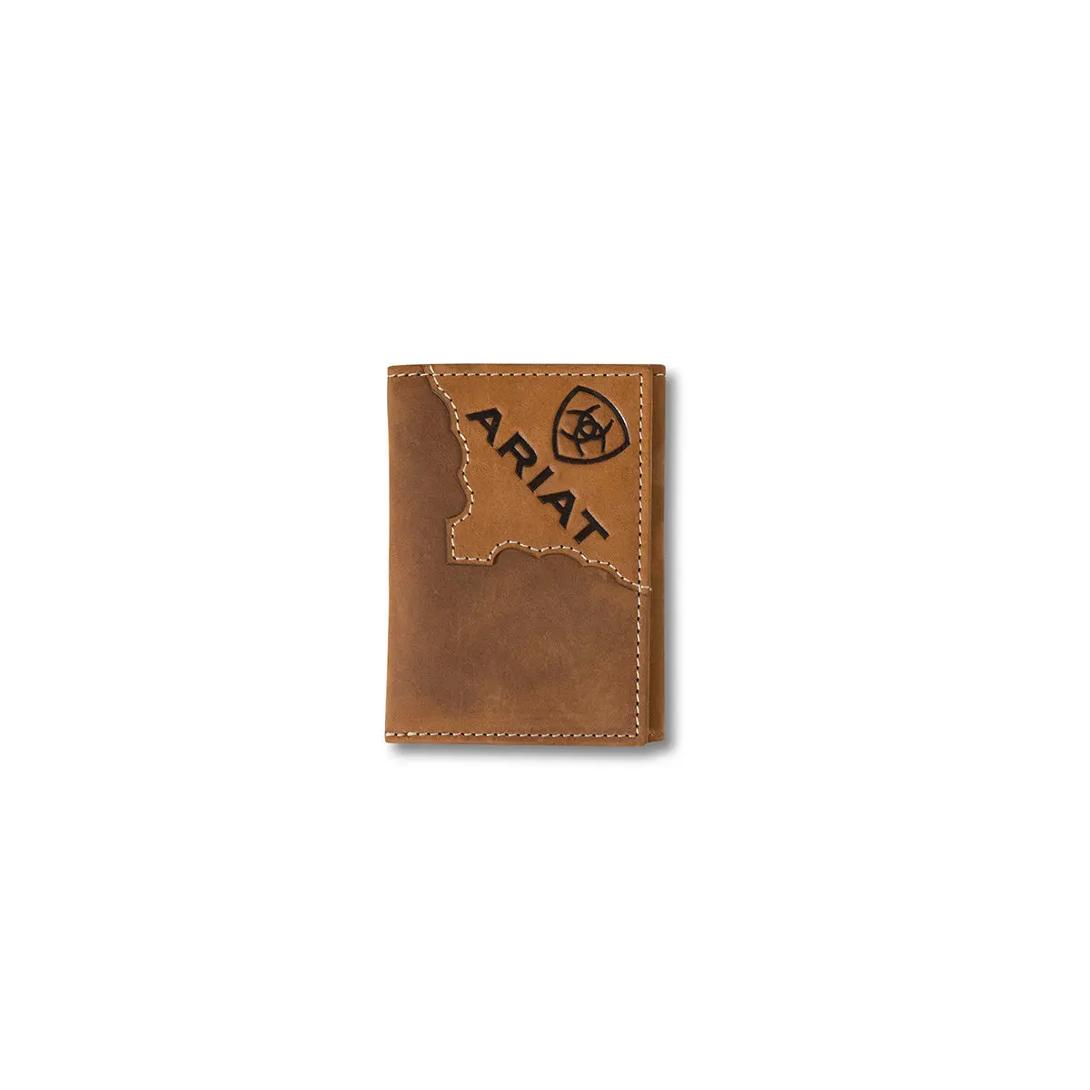 Ariat Two Tone Leather Brown Trifold Wallet 1