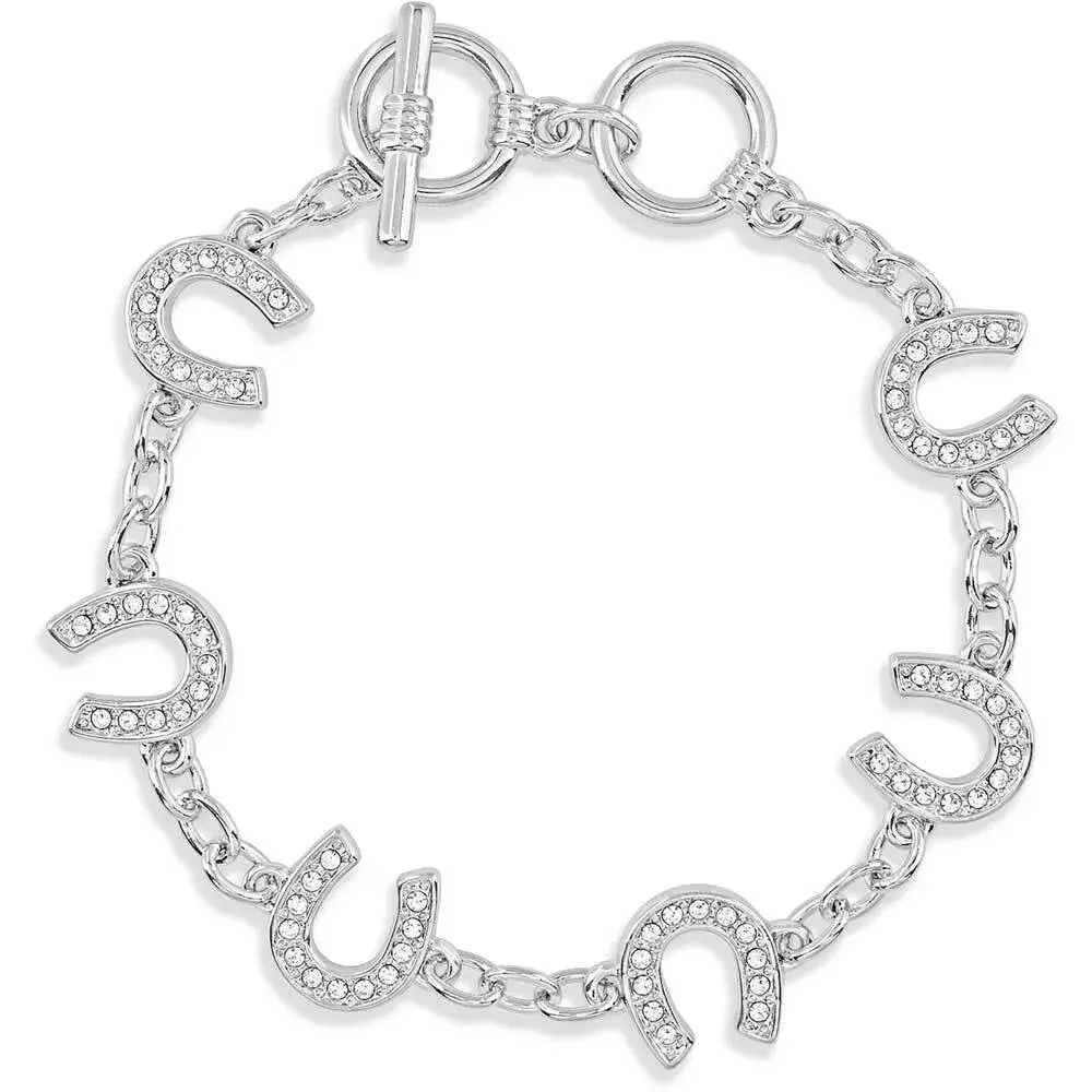 Montana Silversmiths Crystal Clear Lucky Horseshoe Link Bracelet 1