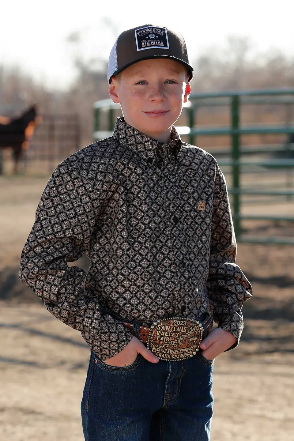 Cinch Black Geometric Print Shirt 1