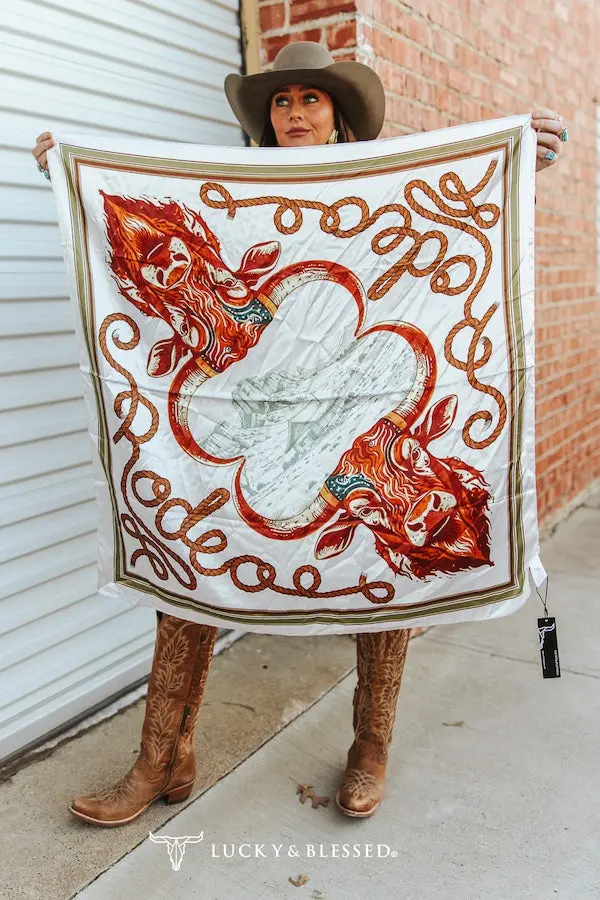 Cream Buffalo Rodeo Printed Wild Rag 1